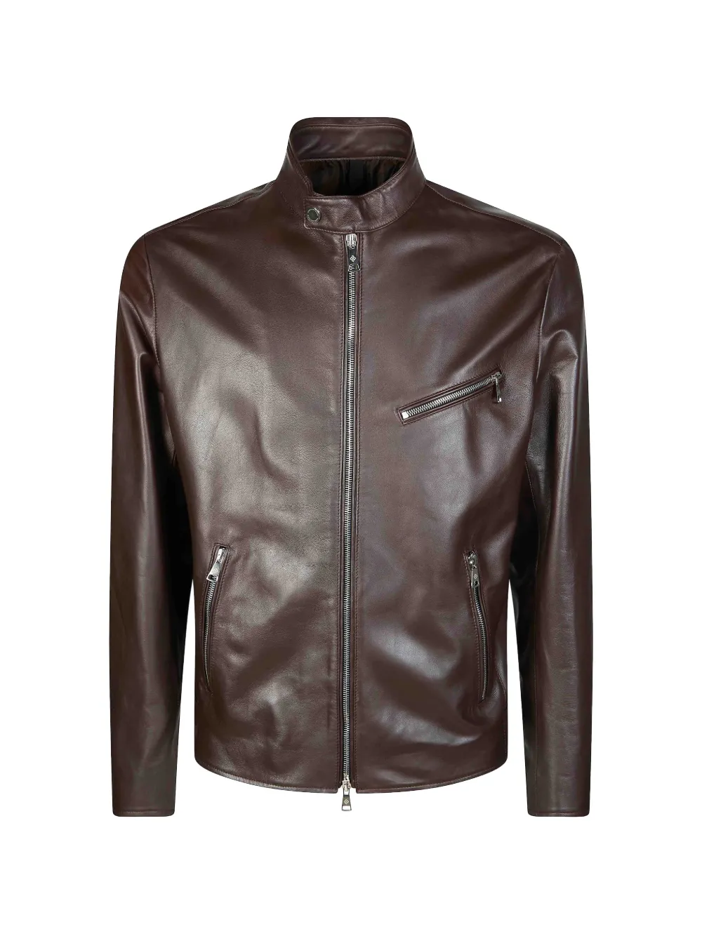 Tagliatore zip leather jacket - Braun
