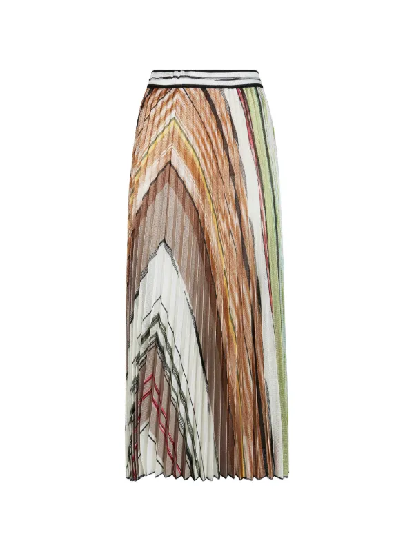 Missoni Pleated Midi Skirt in Space Dye Viscose Blend in White