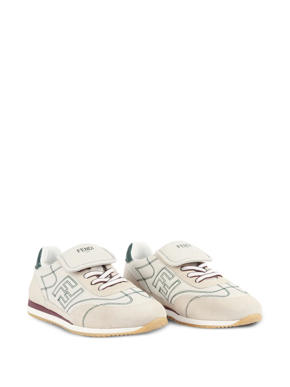 Fendi Kids logo-embroidered sneakers - Toni neutri