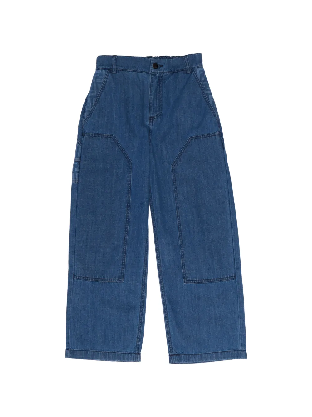 Fendi Kids FF logo-pattern jeans - Blu