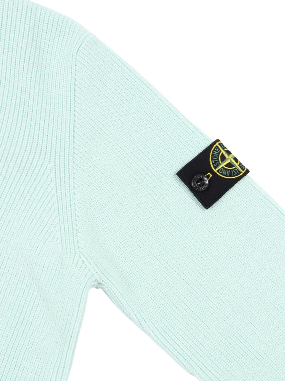  Stone Island Junior Ribbed Logo Patch Sweater - Blue 
