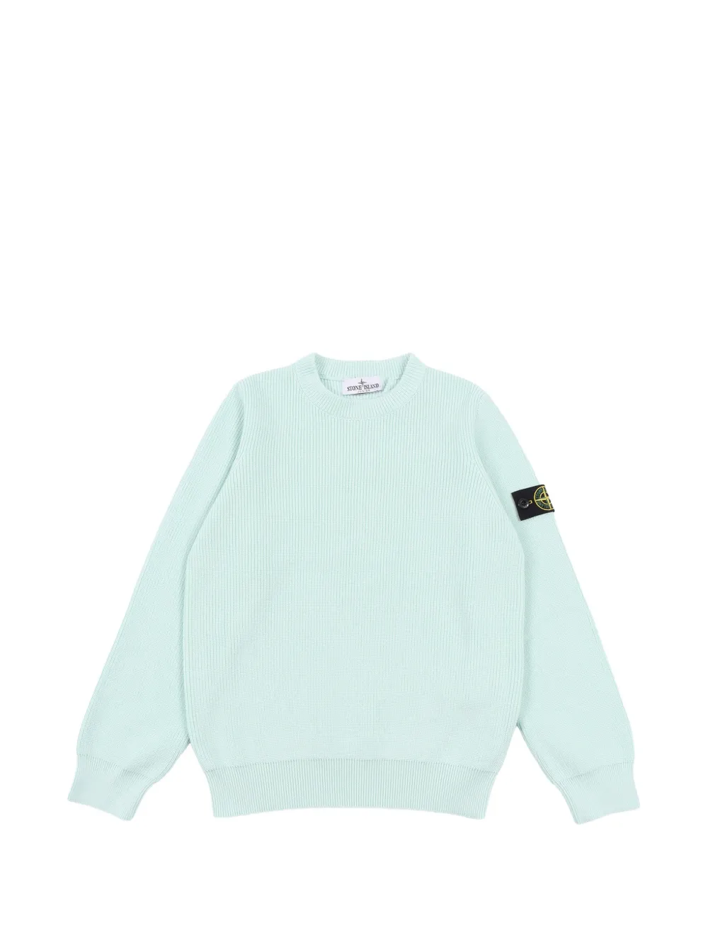 Stone Island Junior ribbed logo patch sweater - Blu