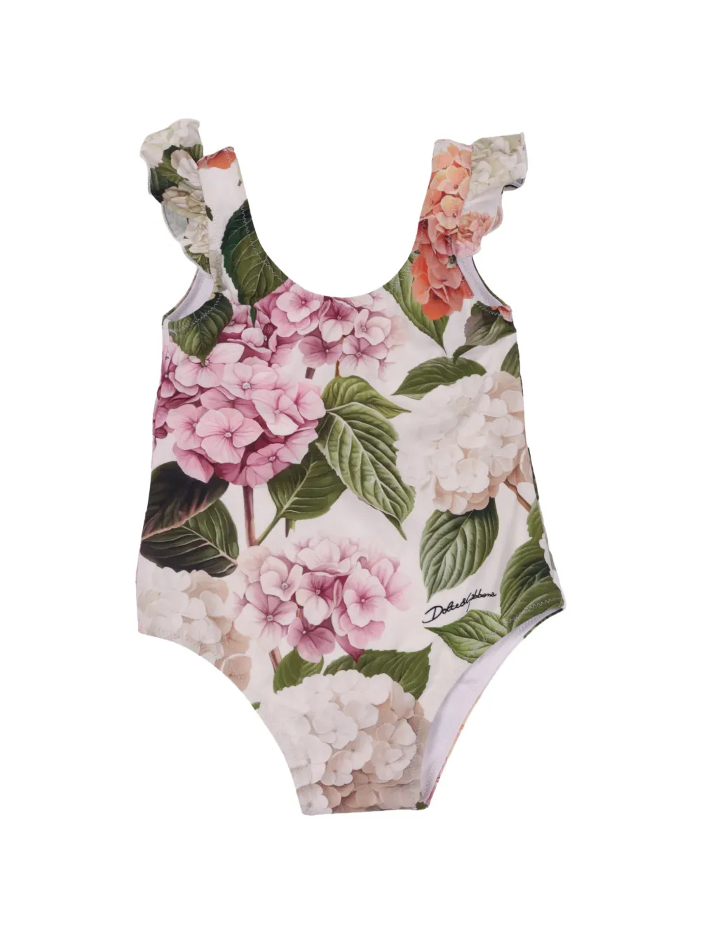 Dolce & Gabbana Kids floral-pattern swimsuit - Bianco