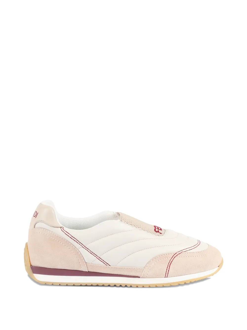 Fendi Kids embroidered-logo slip-on sneakers Beige