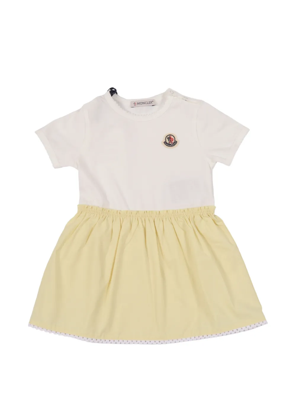 Moncler Enfant robe à bords festonnés et patch logo - Blanc Moncler Enfant robe à bords festonnés et patch logo - Blanc