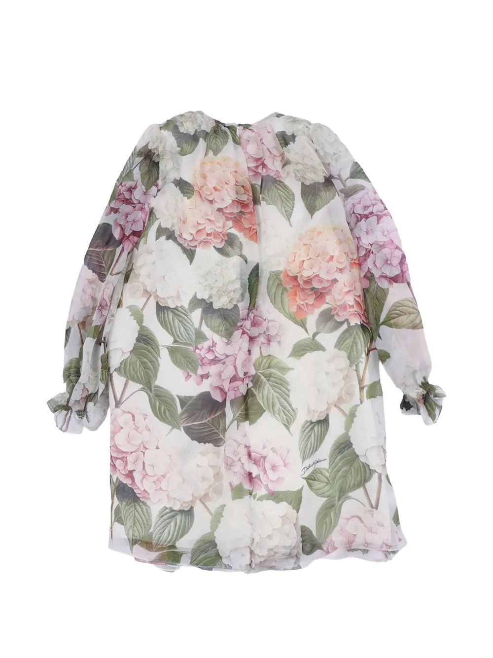 Dolce & Gabbana Kids Jurk met ruches en bloemenprint Wit