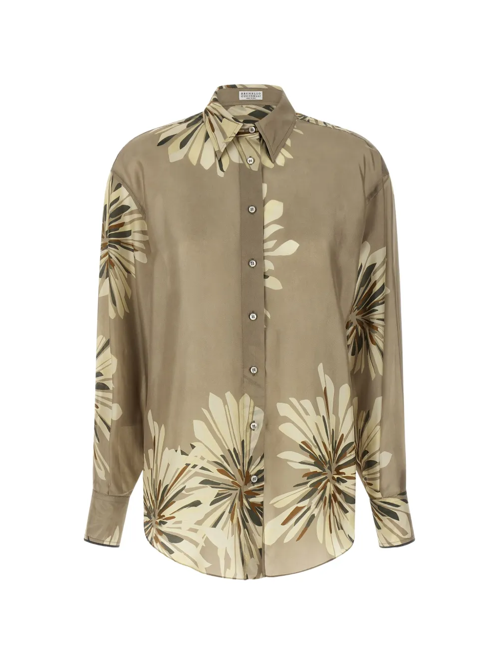 Brunello Cucinelli floral piping silk shirt - Neutrals
