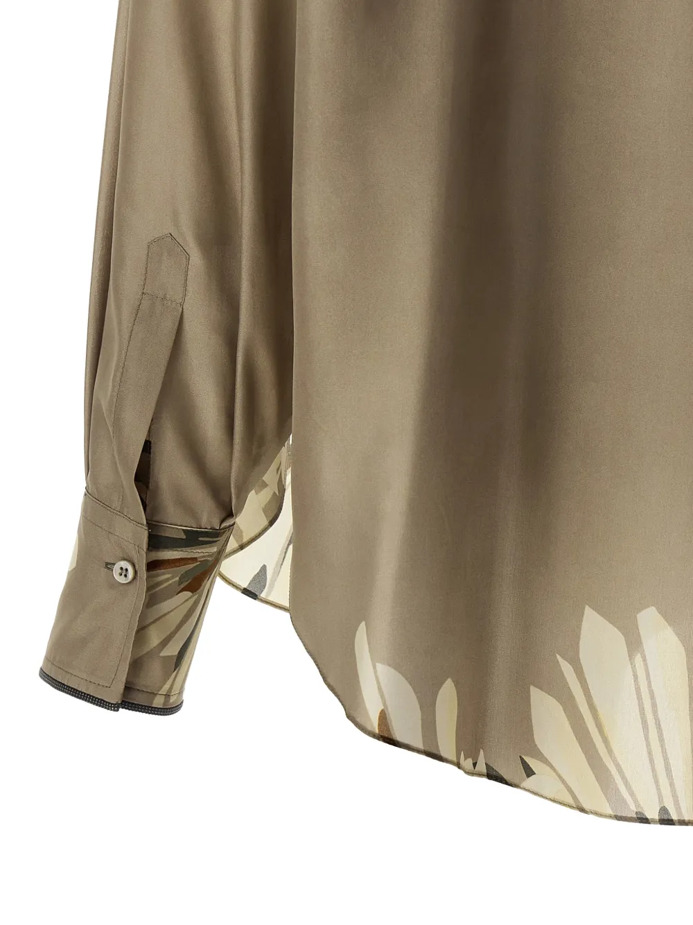Brunello Cucinelli Zijden blouse met bloemenprint Beige