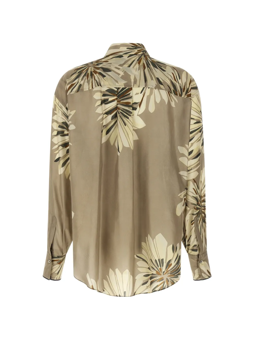 Brunello Cucinelli Zijden blouse met bloemenprint Beige