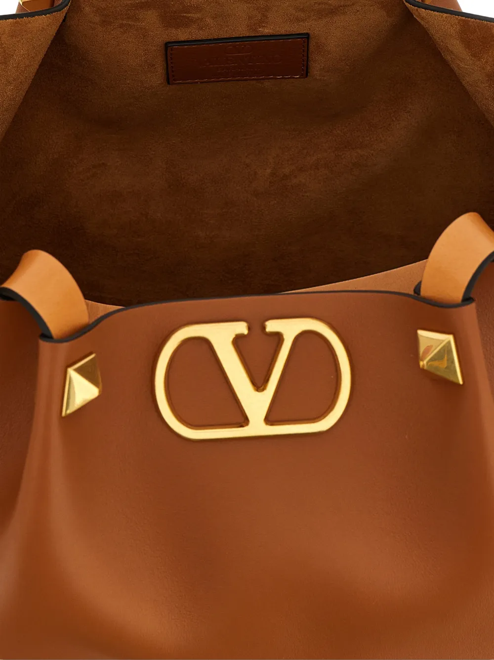Valentino Garavani Medium shopper met studs en V-logo Bruin