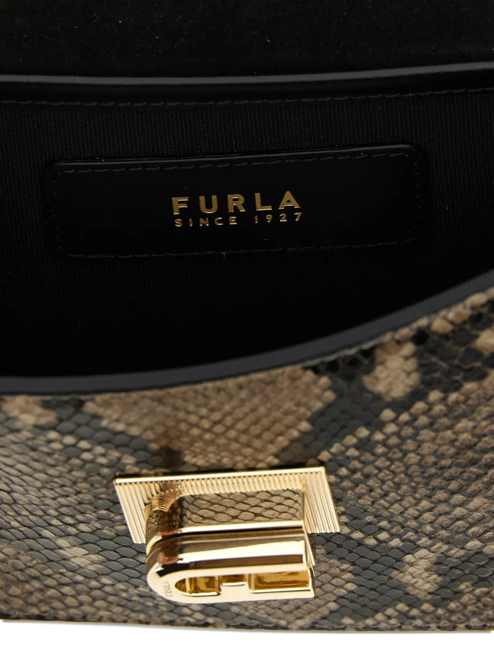 Furla 1927 mini-tas met pythonprint Bruin