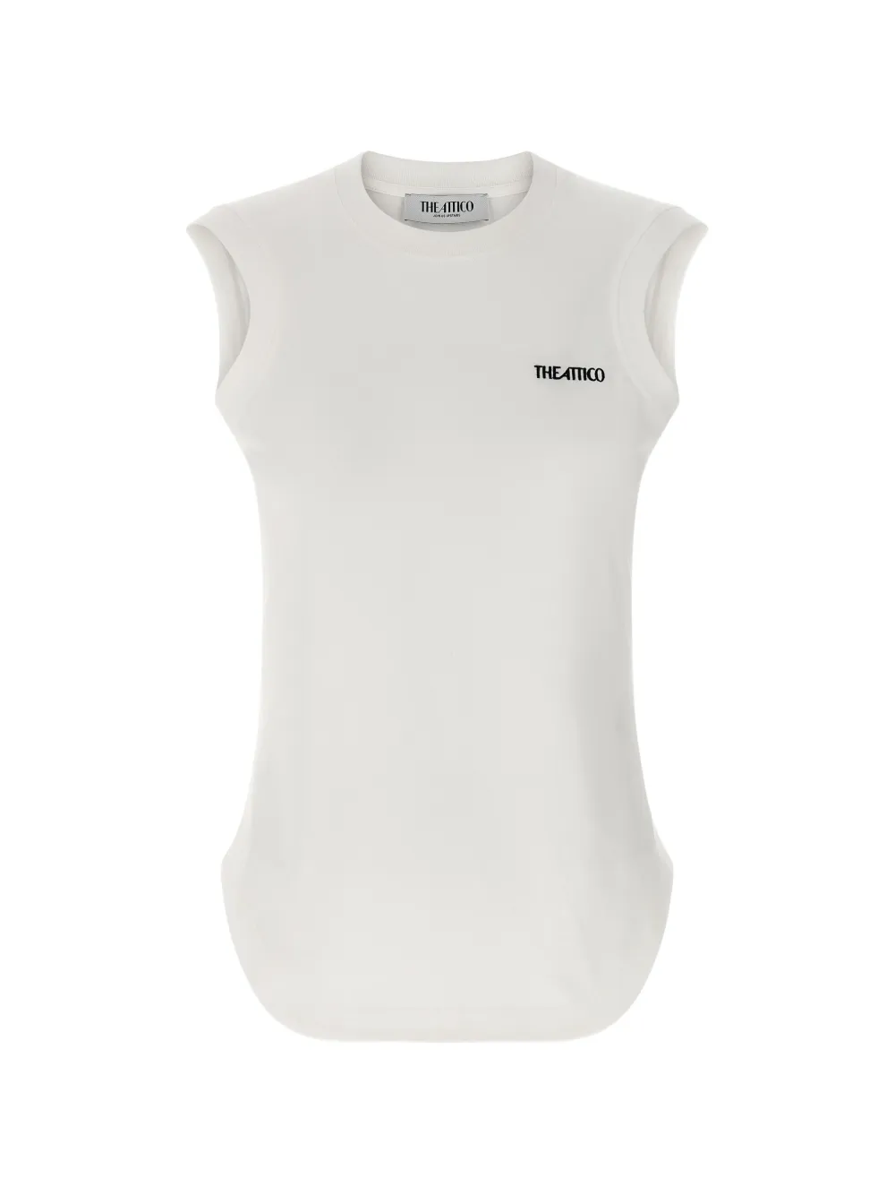 The Attico logo-embroidery crew neck top - Bianco