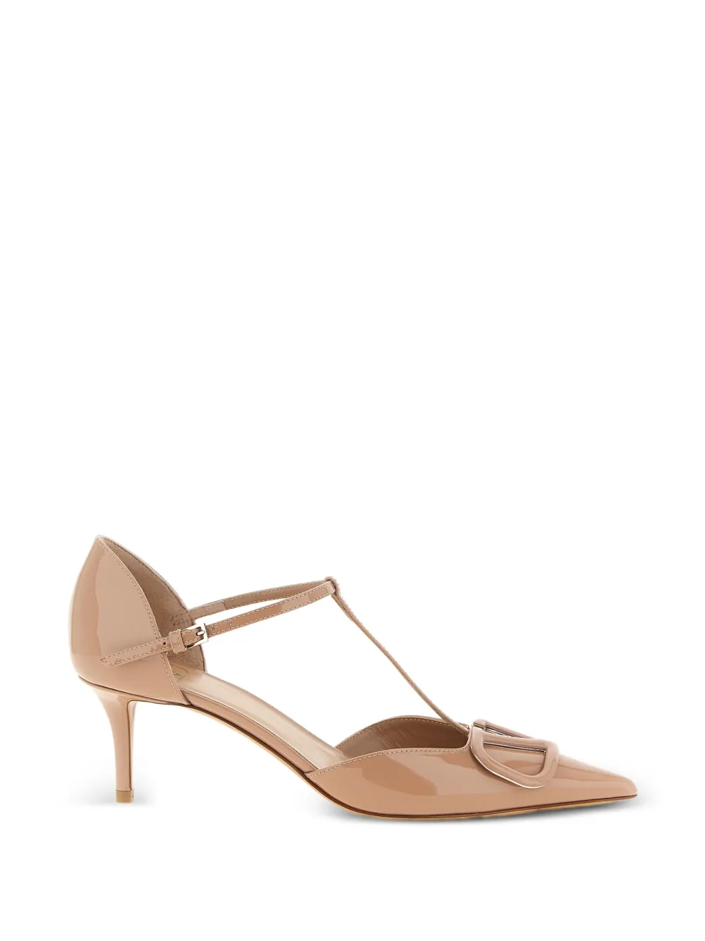 Valentino Garavani D`Orsay T-strap Vlogo-detail leather pumps Beige