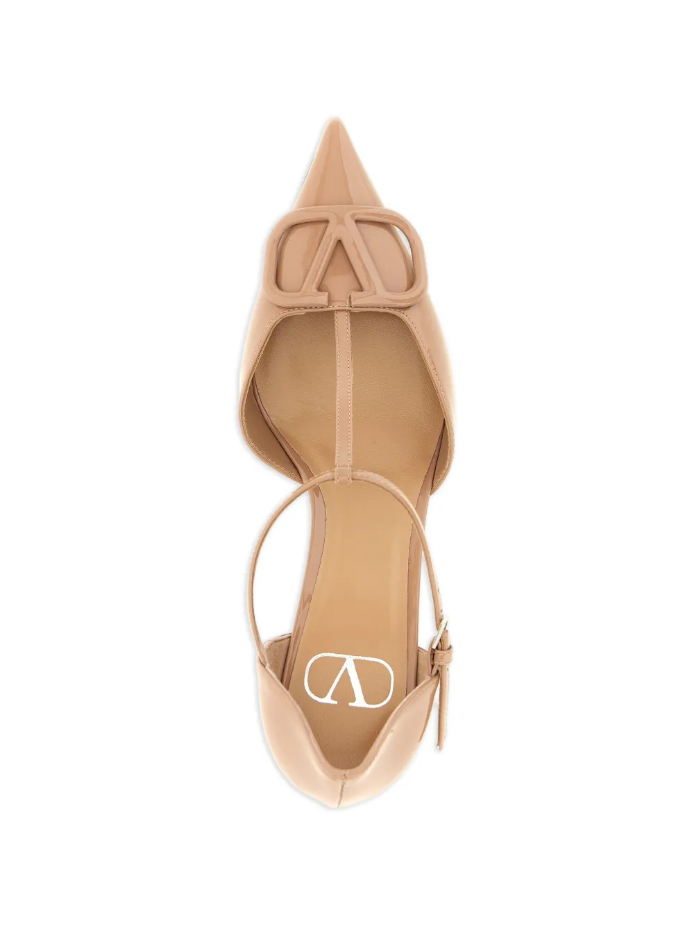 Valentino Garavani D`Orsay T-strap Vlogo-detail leather pumps Beige