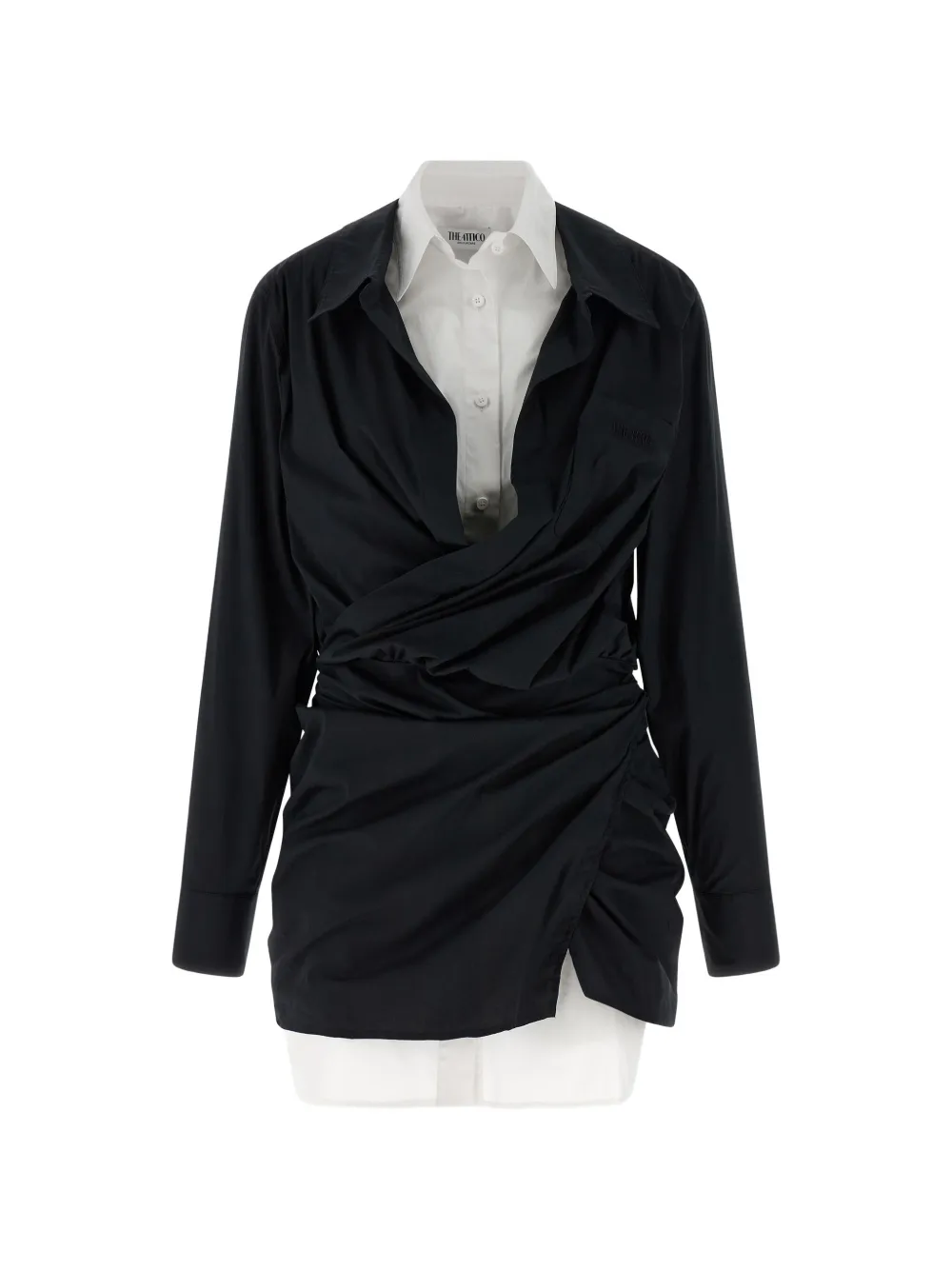 The Attico double layer asymmetrical shirt dress - Nero