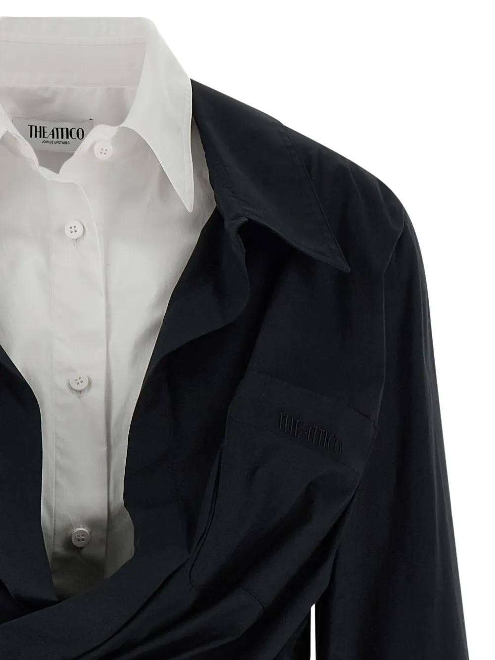 The Attico Gelaagde asymmetrische blousejurk Zwart