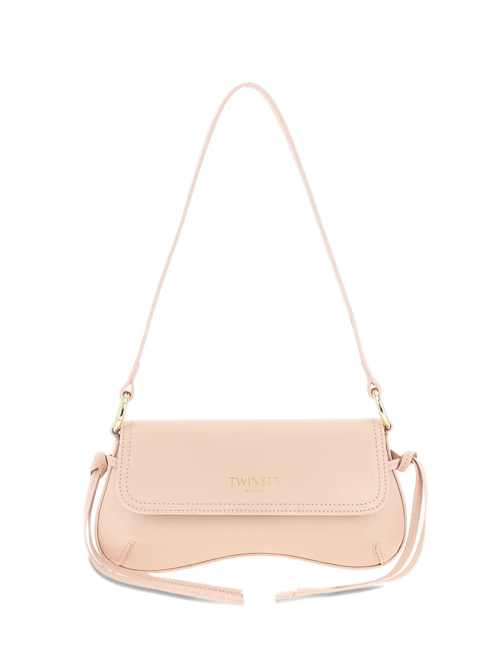 TWINSET logo-lettering curved shoulder bag - Rosa