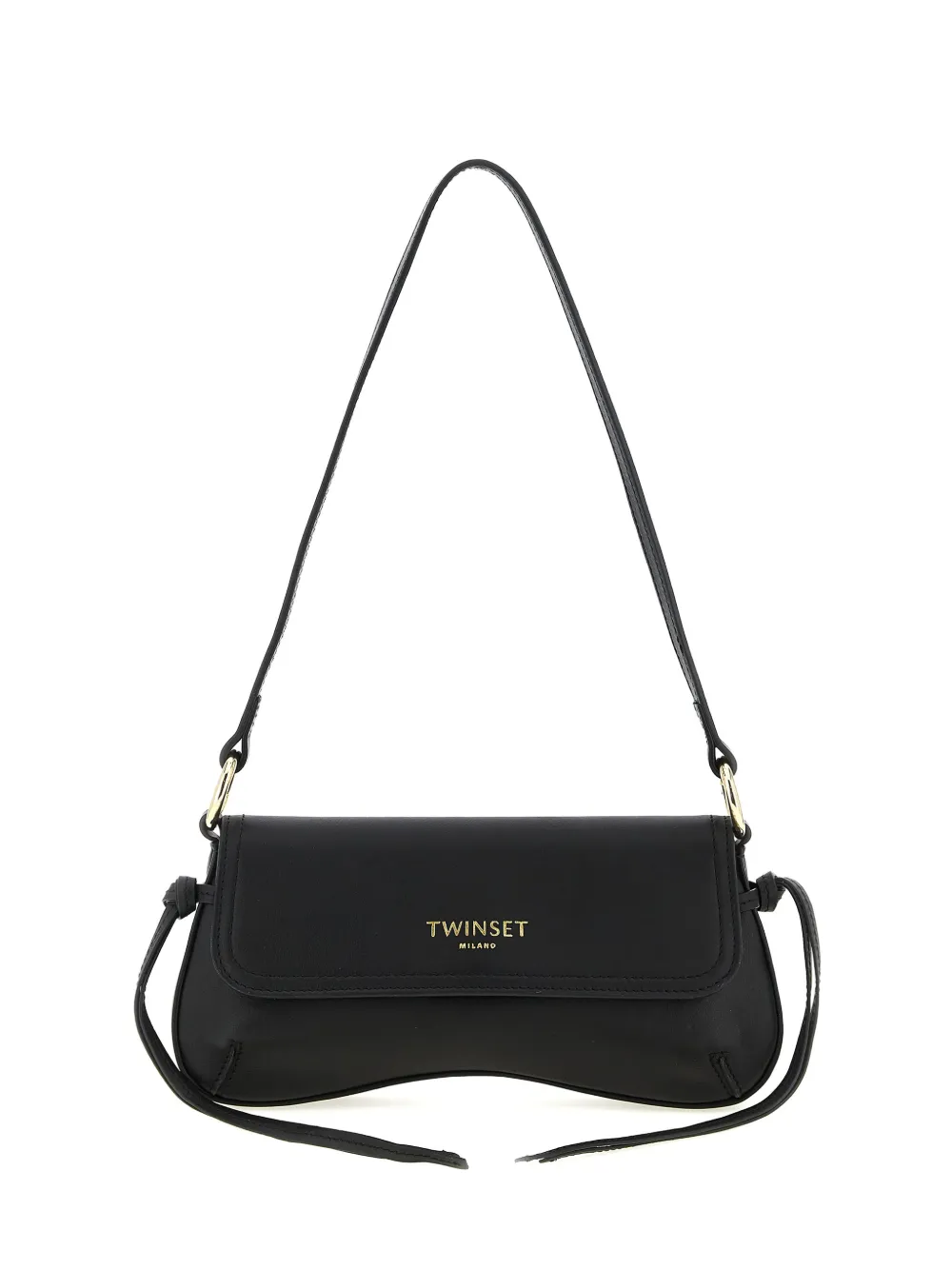 TWINSET logo knot leather shoulder bag - Nero