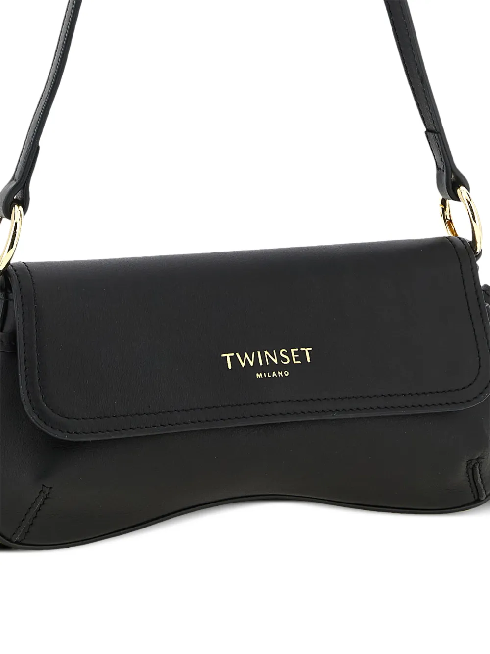 TWINSET Leren schoudertas met geknoopt logo Zwart