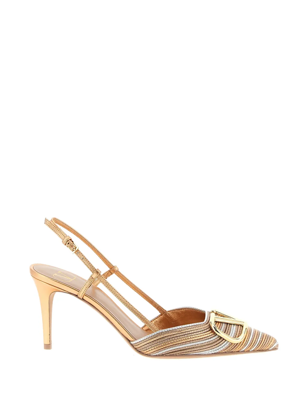 Valentino Garavani laminated V-logo signature slingback heeled pumps Geel