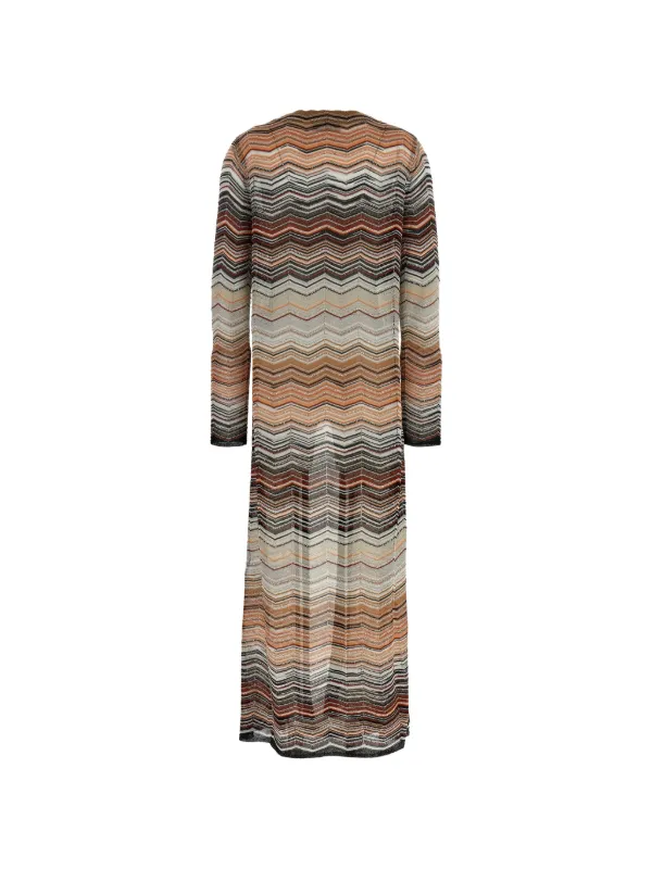 MISSONI ミッソーニ　パイルロングガウンコート　シェブロン柄 Missoni Chevron sequin-appliqué Cardi Coat | Neutrals | FARFETCH