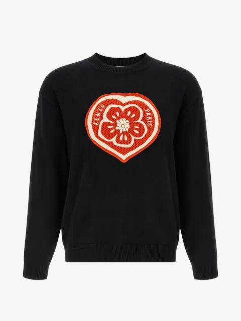 Kenzo sudadera con cuello redondo y bordado