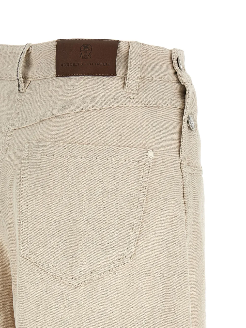 Brunello Cucinelli Maxi Sailor jeans met wijde pijpen en Monili-detail Beige