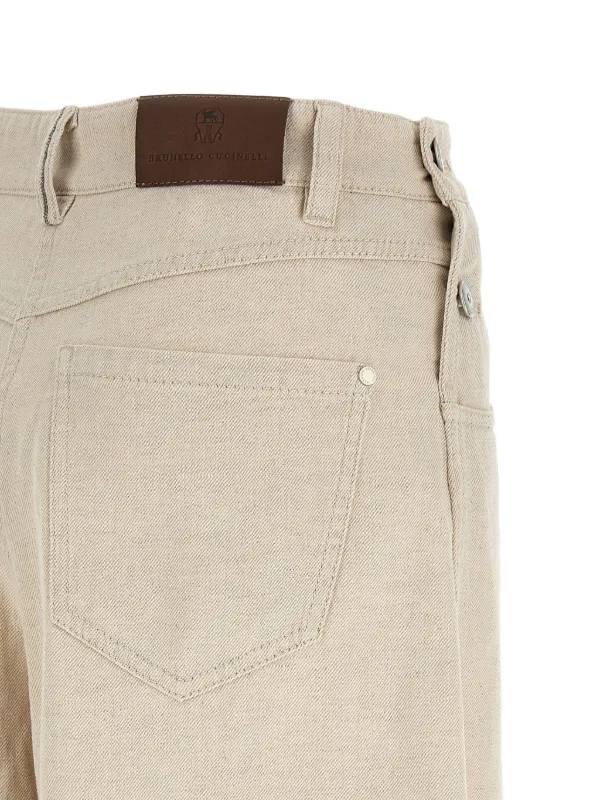 Brunello Cucinelli Maxi Sailor Monili-detail Wide Jeans | Neutrals