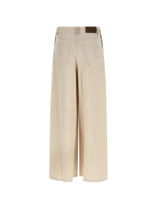Brunello Cucinelli Maxi Sailor Monili-detail Wide Jeans | Neutrals