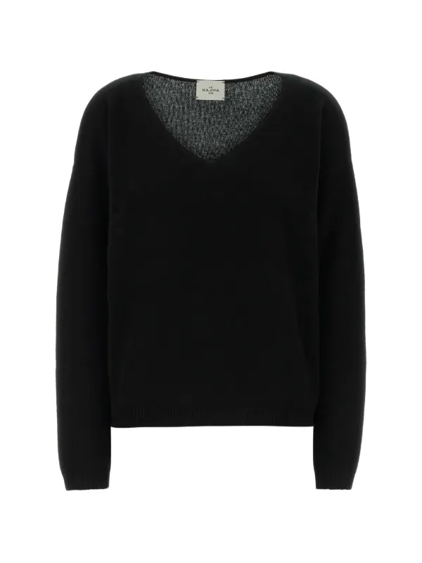 Le Kasha Tiber V-neck Sweater in Black