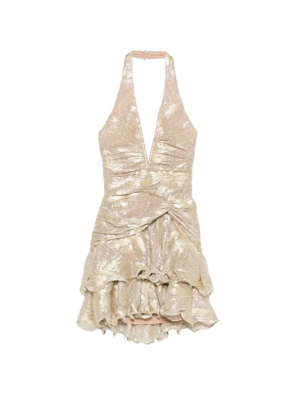PatBO ruffled V-neck mini dress - Oro