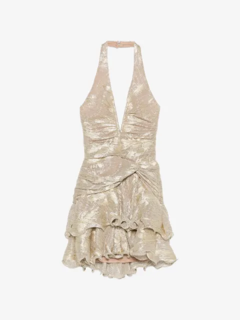 PatBO vestido corto con volantes y cuello en V