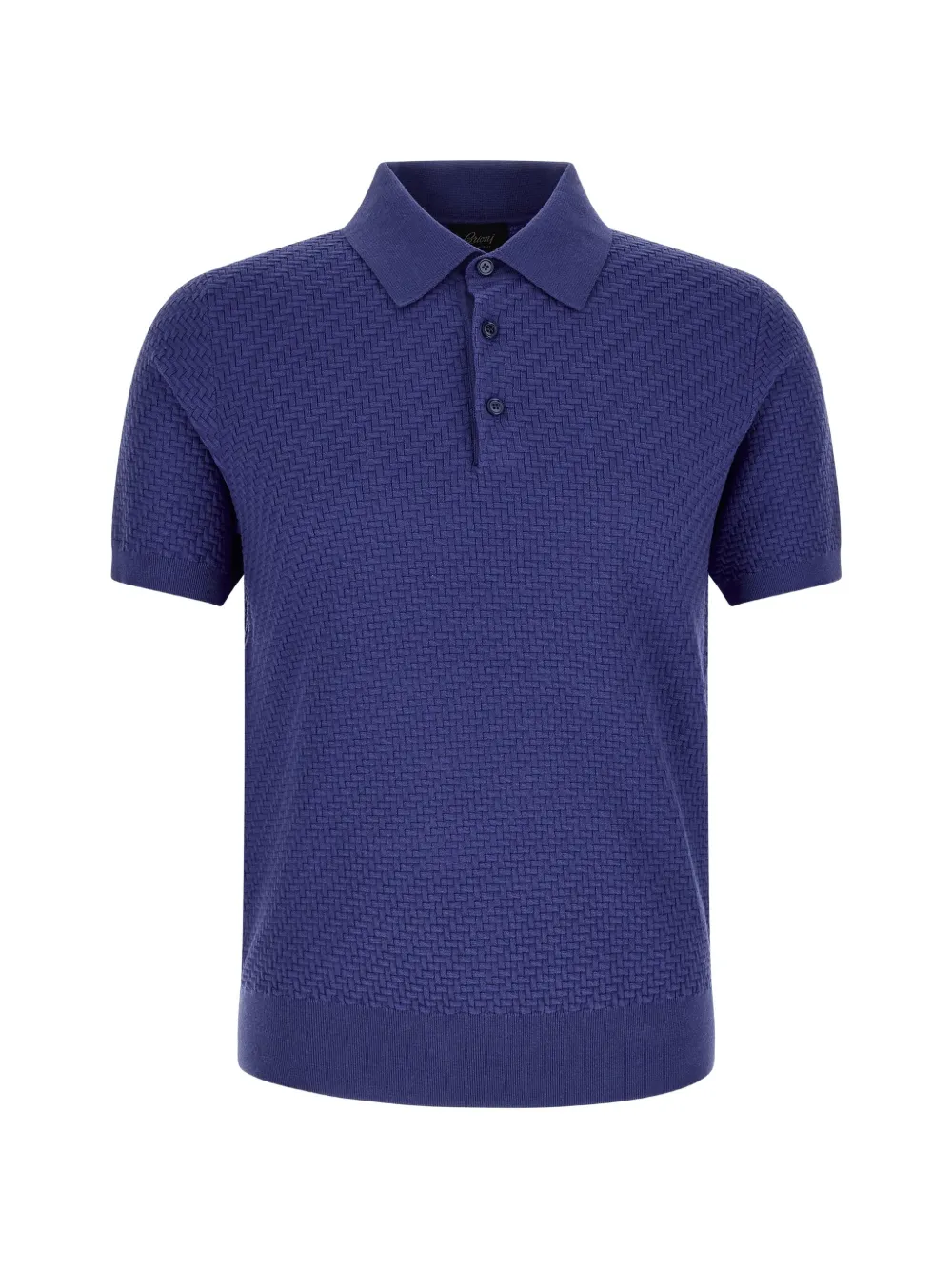 Brioni textured-weaving polo shirt - Blu