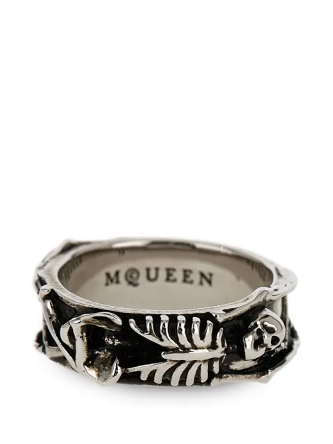 Alexander McQueen Dancing Skeleton engraved ring
