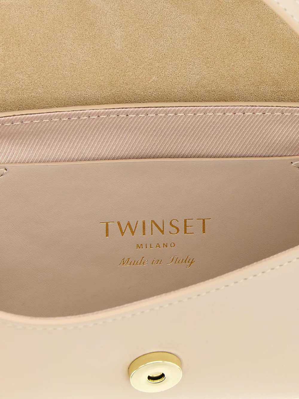 TWINSET Leren schoudertas Beige