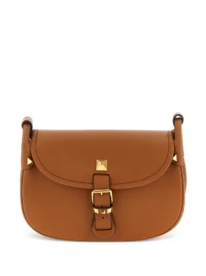 Valentino Garavani Stud Sign Leather Shoulder Bag | Brown | FARFETCH