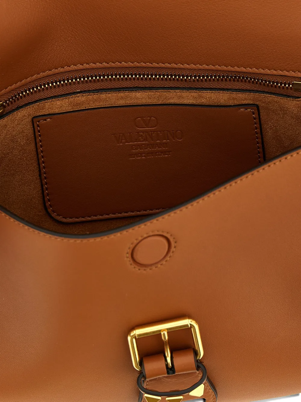 Valentino Garavani Medium Flaneuse leren crossbodytas met studs Bruin