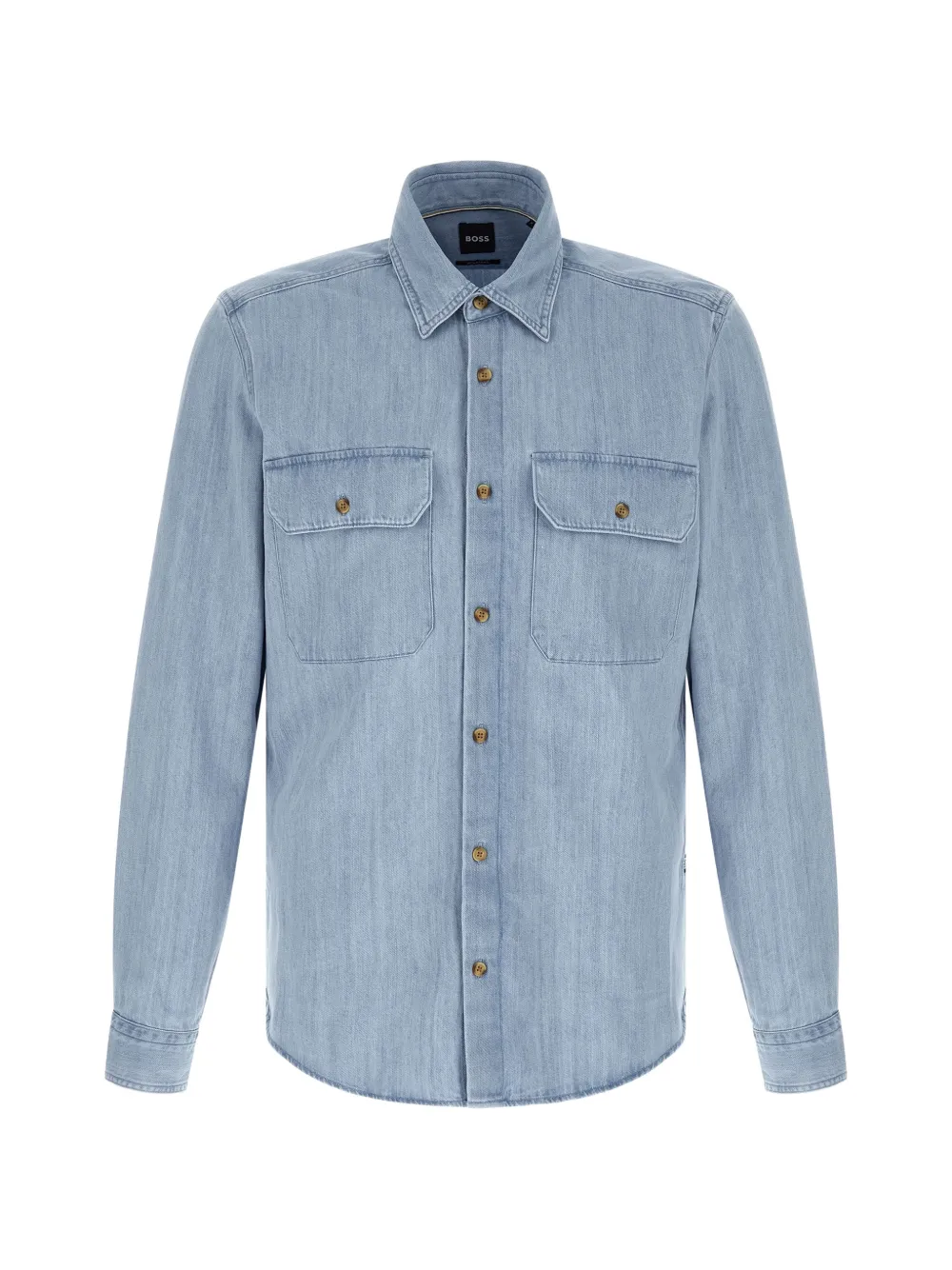 BOSS H-Liam buttoned chest-pockets shirt - Blu