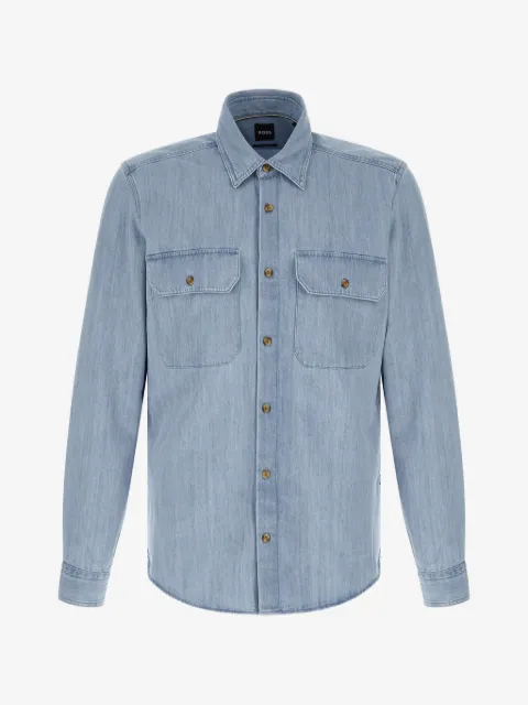 BOSS H-Liam buttoned chest-pockets shirt
