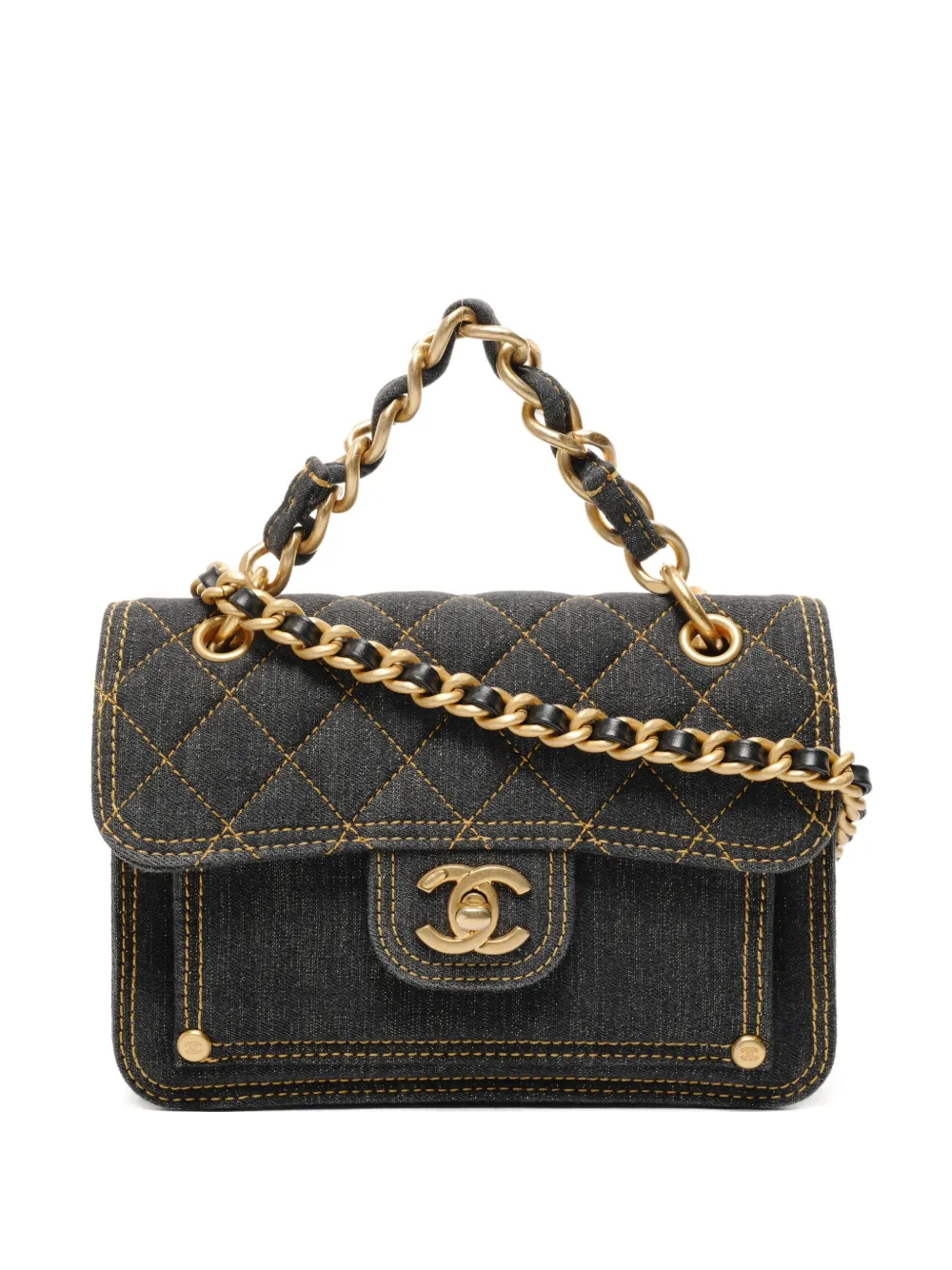 CHANEL Pre-Owned 2021-2025 flap denim shoulder bag - Nero