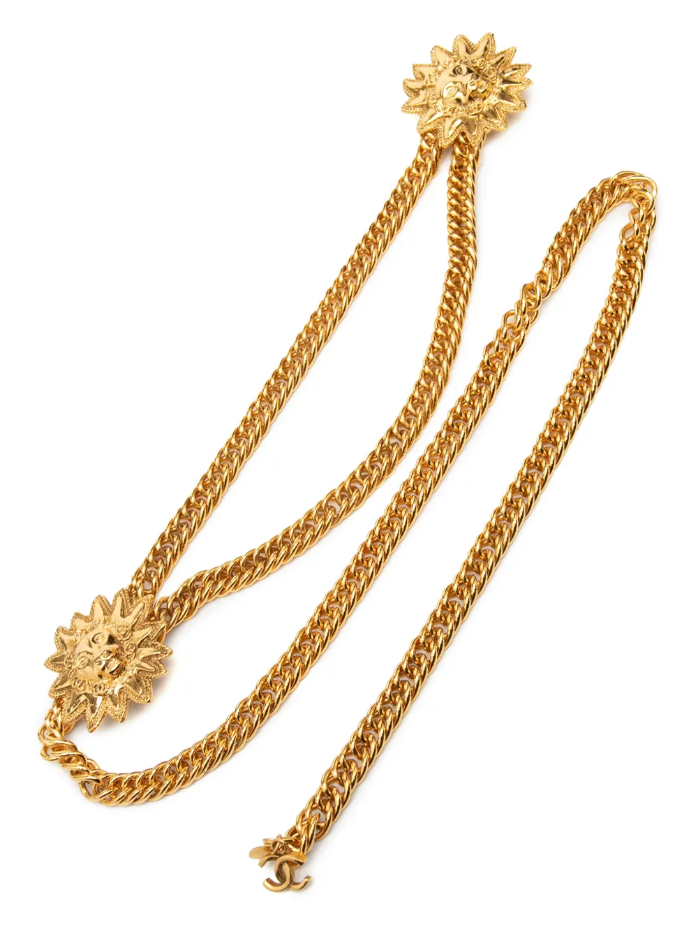 CHANEL Pre-Owned Cintura CC doppia Sun in gomma goffrata 1980-1990 - Oro