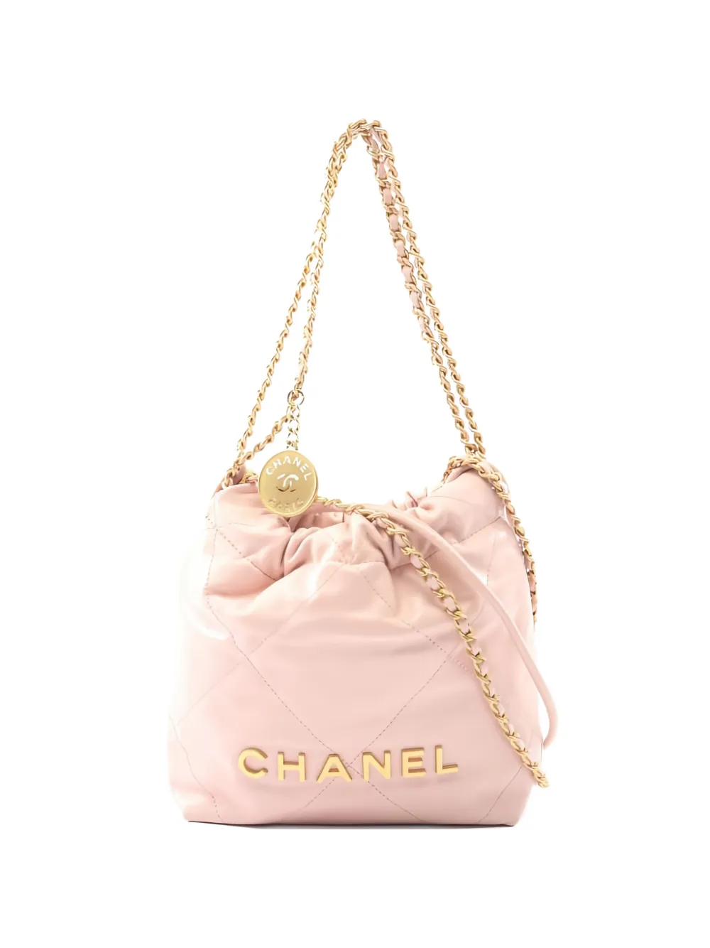 CHANEL Pre-Owned 2021 mini 22 chain leather shoulder bag - Rosa