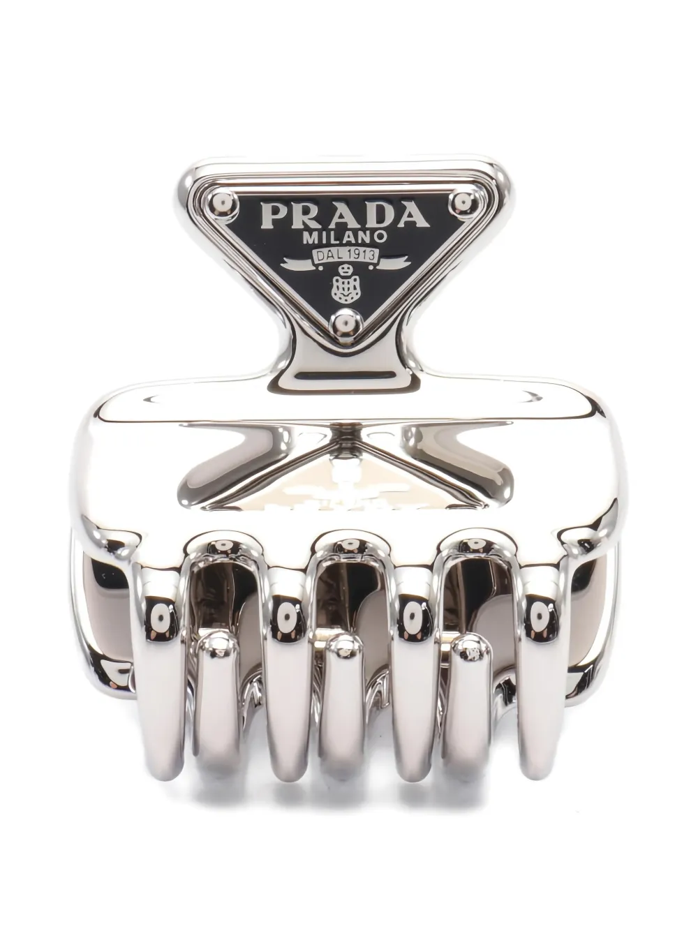 Prada Pre-Owned 2020s triangle-logo hair clip - Argento