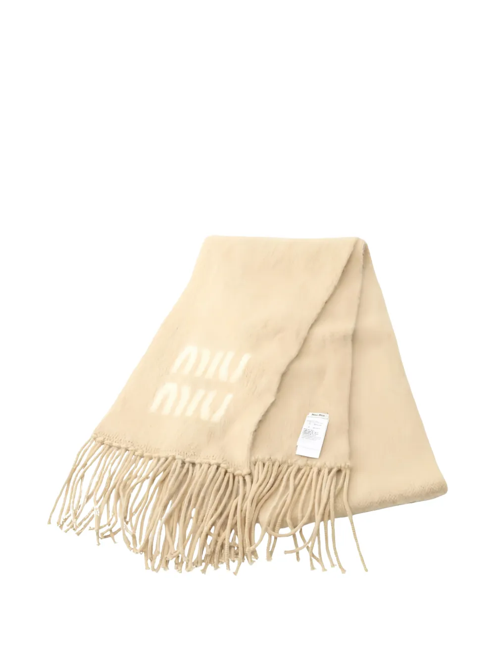 Miu Miu Pre-Owned logo-embellishment fringed-scarf - Toni neutri