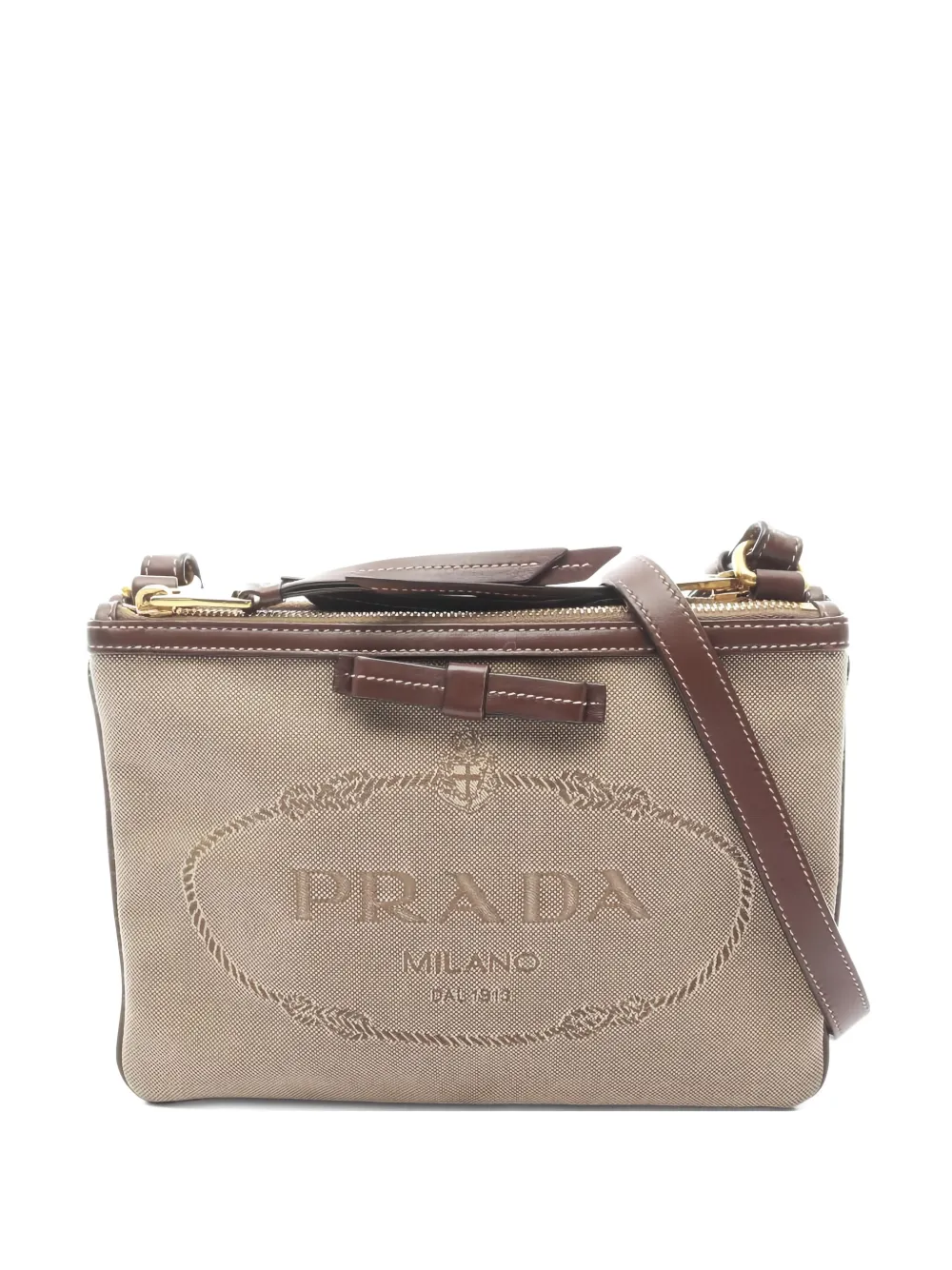 Prada Pre-Owned 2010s jacquard logo shoulder bag - Toni neutri