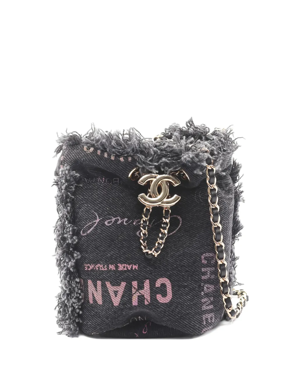 CHANEL Pre-Owned 2021 mini Mood denim bucket bag - Grigio