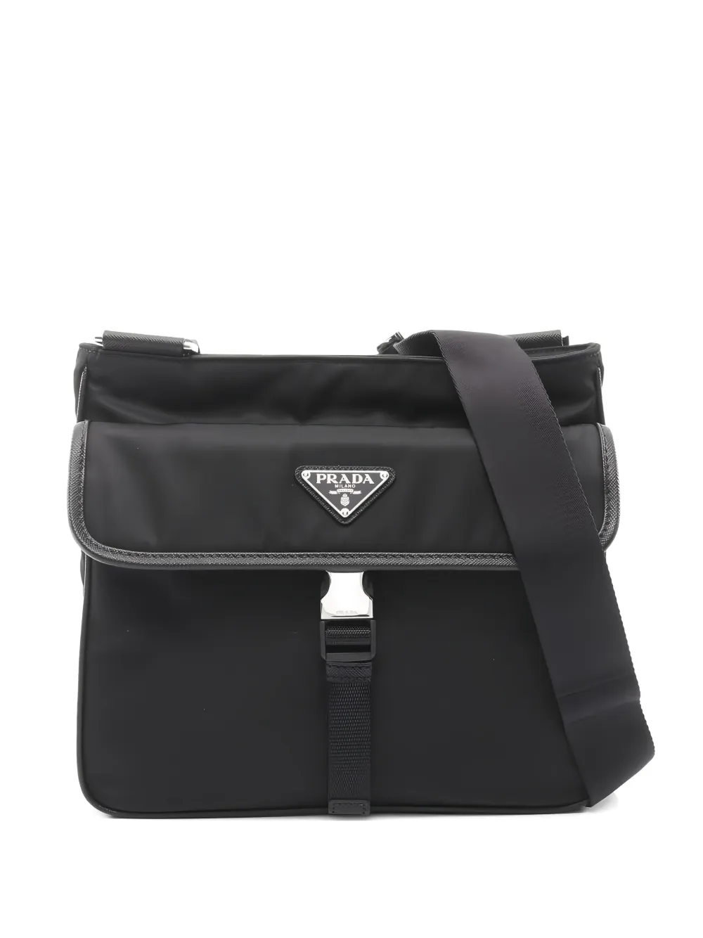 Prada Pre-Owned 2020s leather-trim shoulder bag - Nero