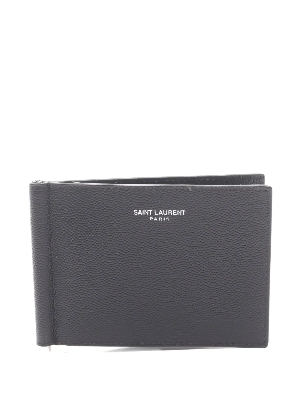 Saint Laurent Pre-Owned logo-print bi-fold leather wallet - Grigio