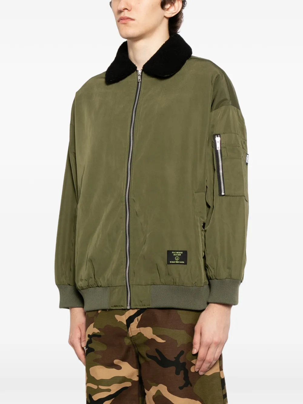  Peace And After Zipped Embroidered Jacket - Green 