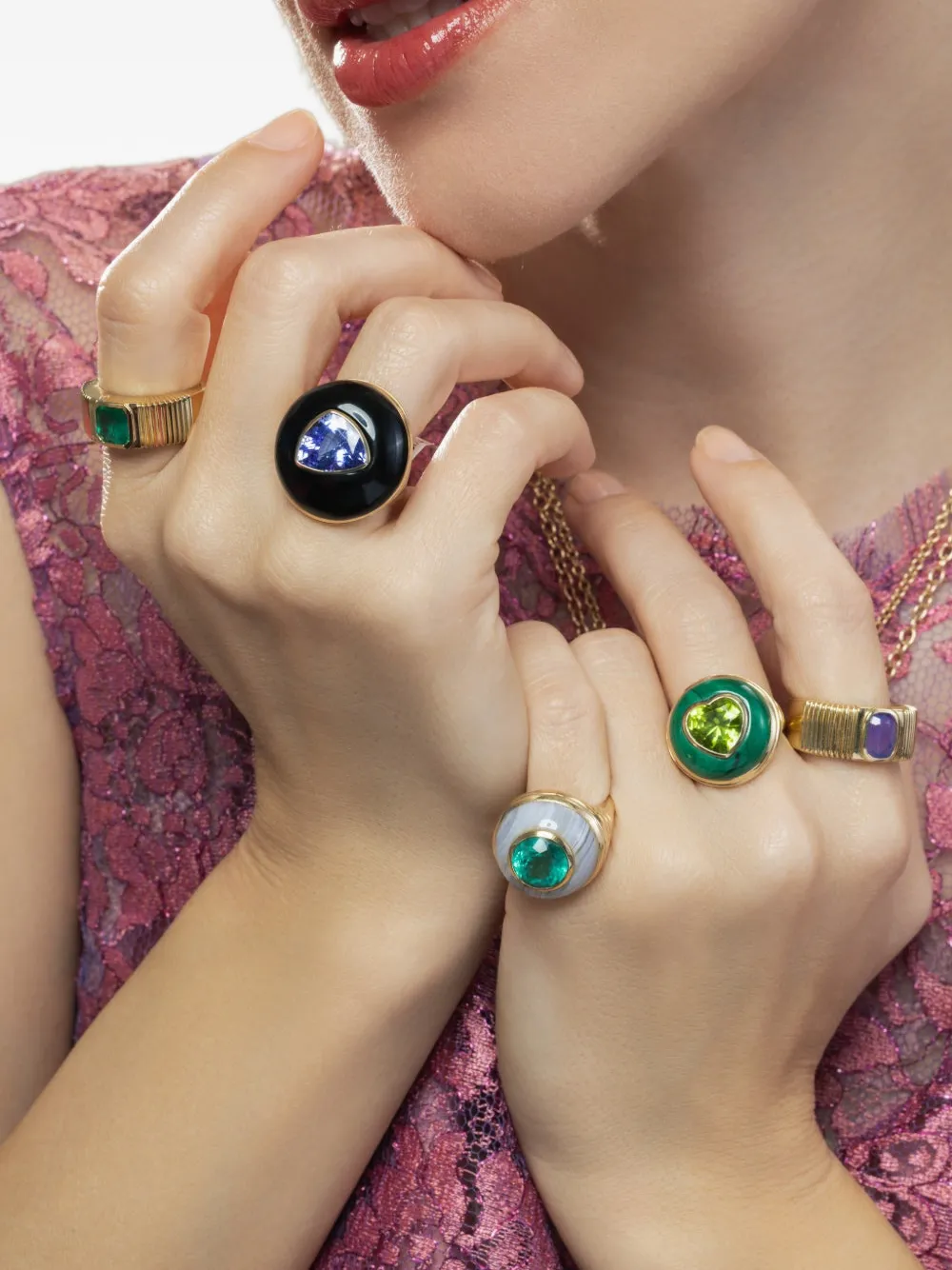  Retrouvaí Sapphire Band Ring - Gold 